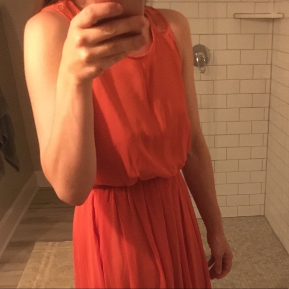 Coral/burnt orange long dress - Picture 3 of 7